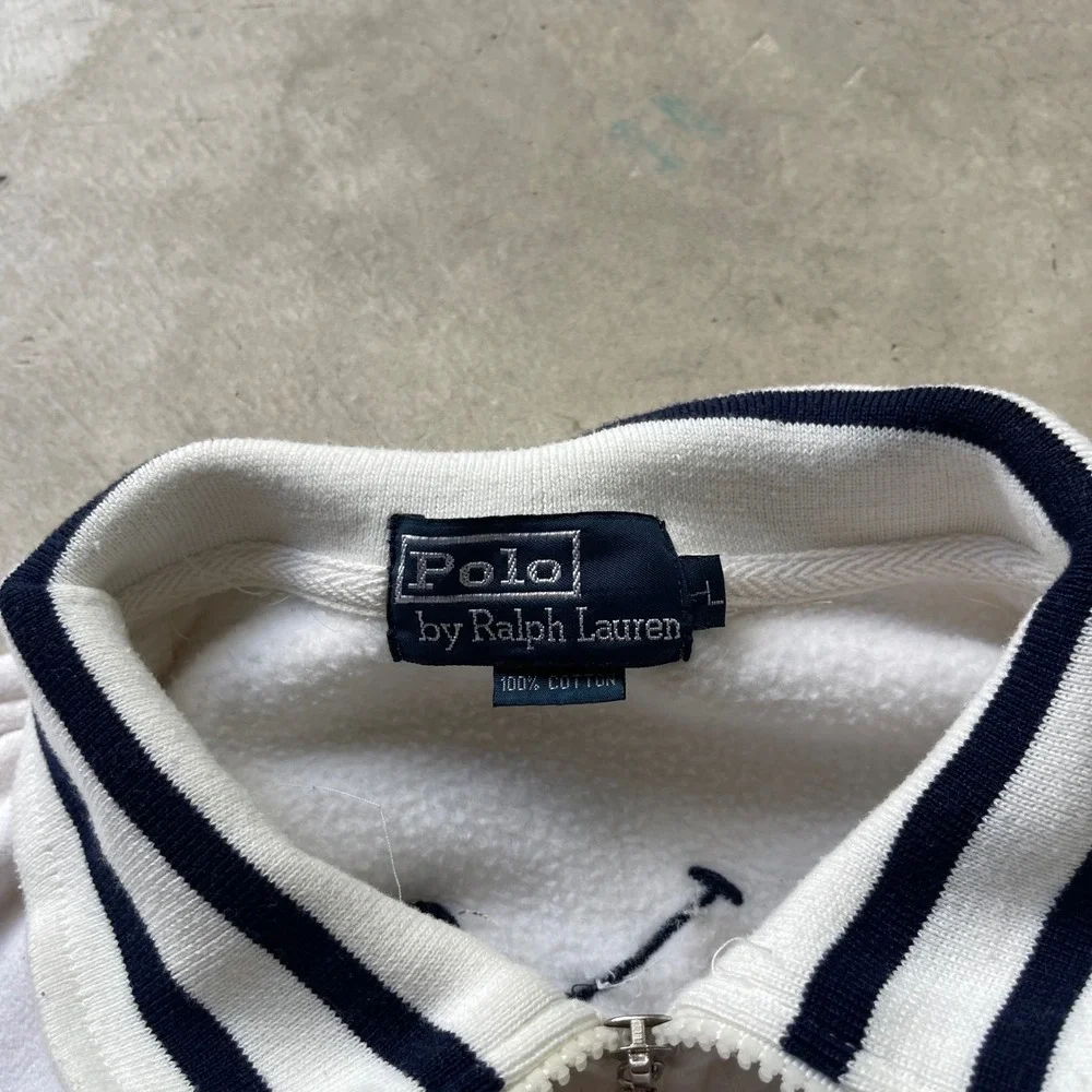 Polo Ralph Lauren Mens White Full Zip Sweatshirt Crest Embroidered Large L